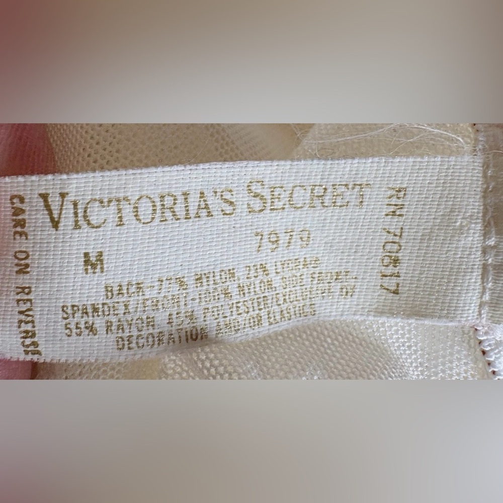 Victorias Secret Gold Label Cream Stretch Lace Teddy High Rio Cut Thong MED - Picture 6 of 6